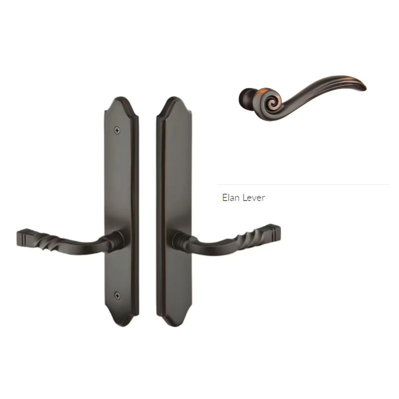 Emtek 1284ENRH Multi Point C2 , Non-Keyed Fixed Handle OS , Operating Handle IS , Concord Style , 2 x 10-1/2 , Elan Lever , RH