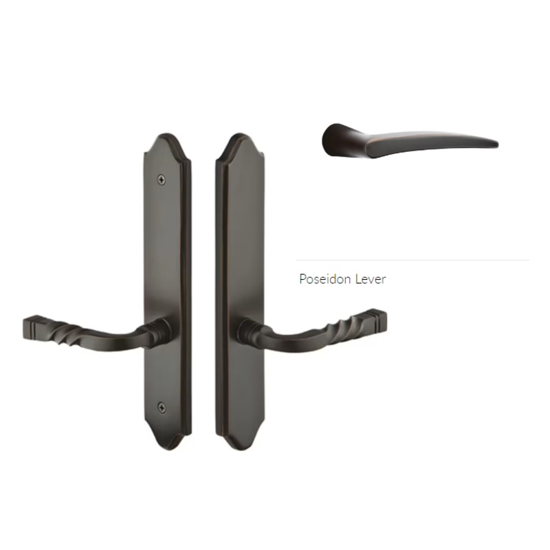 Emtek 1284POSLH Multi Point C2 , Non-Keyed Fixed Handle OS , Operating Handle IS , Concord Style , 2 x 10-1/2 , Poseidon Lever , LH