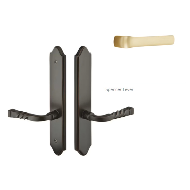 Emtek 1284SPNLH Multi Point C2 , Non-Keyed Fixed Handle OS , Operating Handle IS , Concord Style , 2 x 10-1/2 , Spencer Lever , LH