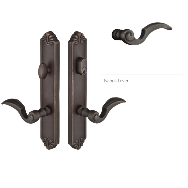 Emtek 1231NALH Multi Point C2 , Keyed with American Cyl , Tuscany Style , 1-1/2 x 11-1/8 , Napoli Lever , LH