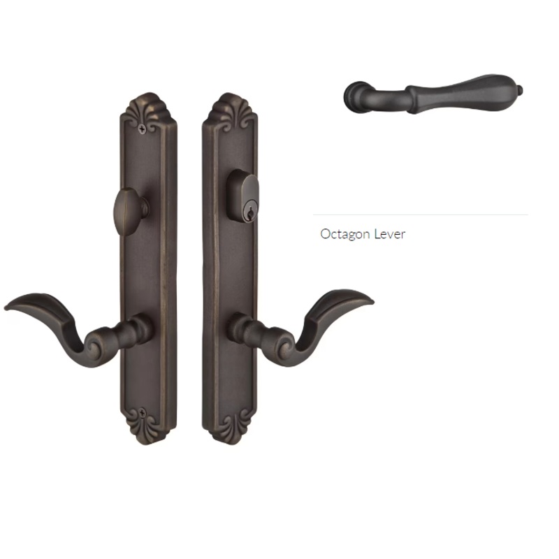 Emtek 1234OCLRH Multi Point C2 , Non-Keyed Fixed Handle OS , Operating Handle IS , Tuscany Style , 1-1/2 x 11-1/8 , Octagon Lever , RH