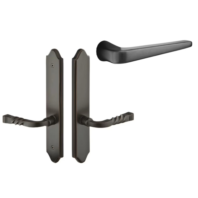 Emtek 1184ATNRH Multi Point C1 , Non-Keyed Fixed Handle OS , Operating Handle IS , Concord Style , 2 x 10-1/2 , Athena Lever , RH