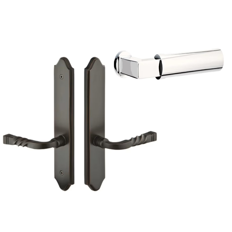 Emtek 1184HECLH Multi Point C1 , Non-Keyed Fixed Handle OS , Operating Handle IS , Concord Style , 2 x 10-1/2 , Hercules Lever , LH