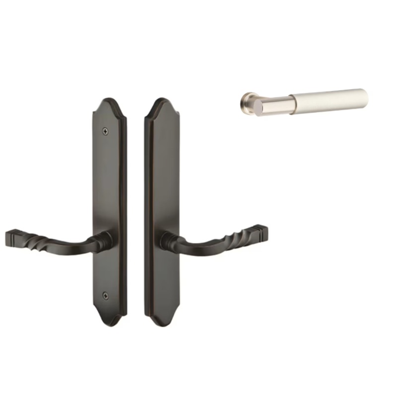 Emtek 1184MYLLH Multi Point C1 , Non-Keyed Fixed Handle OS , Operating Handle IS , Concord Style , 2 x 10-1/2 , Myles Lever , LH