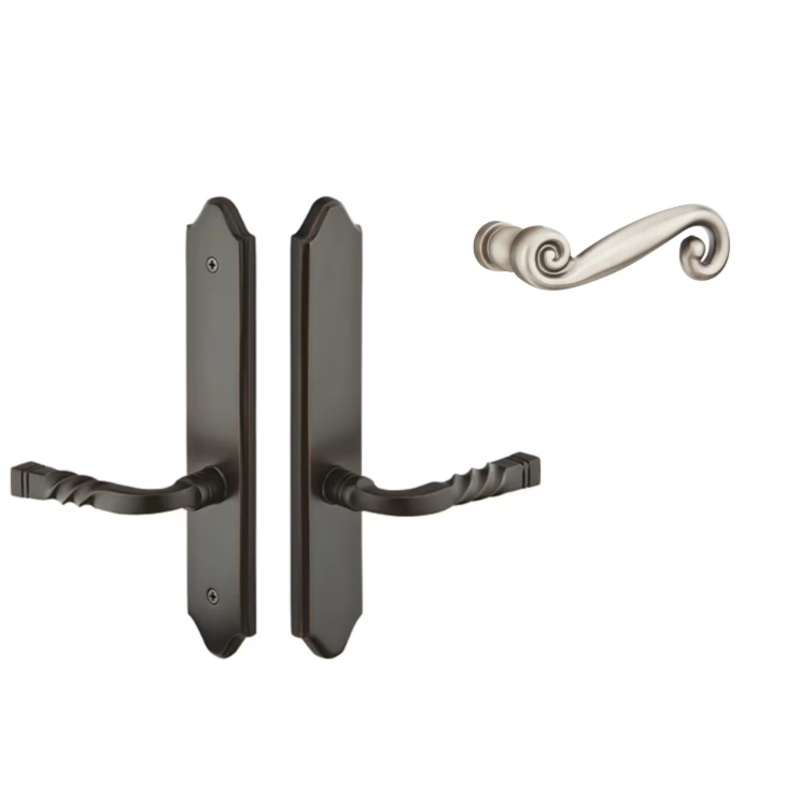 Emtek 1184RLH Multi Point C1 , Non-Keyed Fixed Handle OS , Operating Handle IS , Concord Style , 2 x 10-1/2 , Rustic Lever , LH