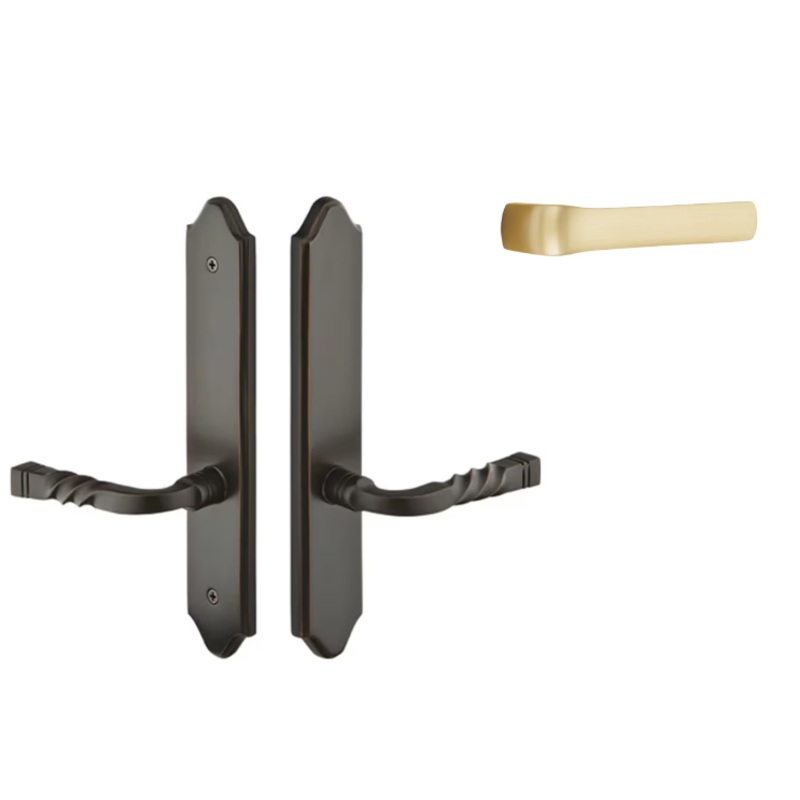 Emtek 1184SPNLH Multi Point C1 , Non-Keyed Fixed Handle OS , Operating Handle IS , Concord Style , 2 x 10-1/2 , Spencer Lever , LH