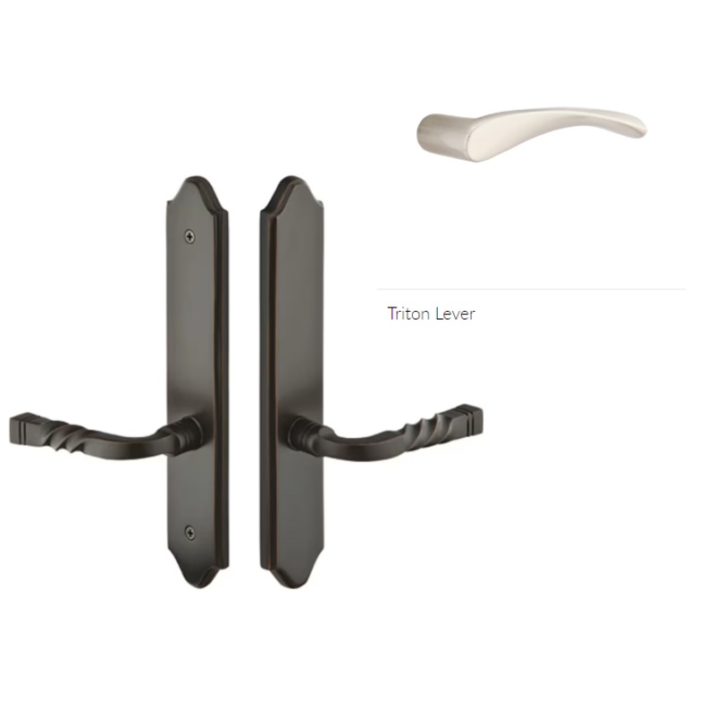 Emtek 1184TRTRH Multi Point C1 , Non-Keyed Fixed Handle OS , Operating Handle IS , Concord Style , 2 x 10-1/2 , Triton Lever , RH