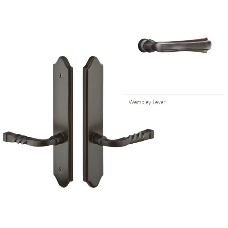 Emtek 1184WMLH Multi Point C1 , Non-Keyed Fixed Handle OS , Operating Handle IS , Concord Style , 2 x 10-1/2 , Wembley Lever , LH