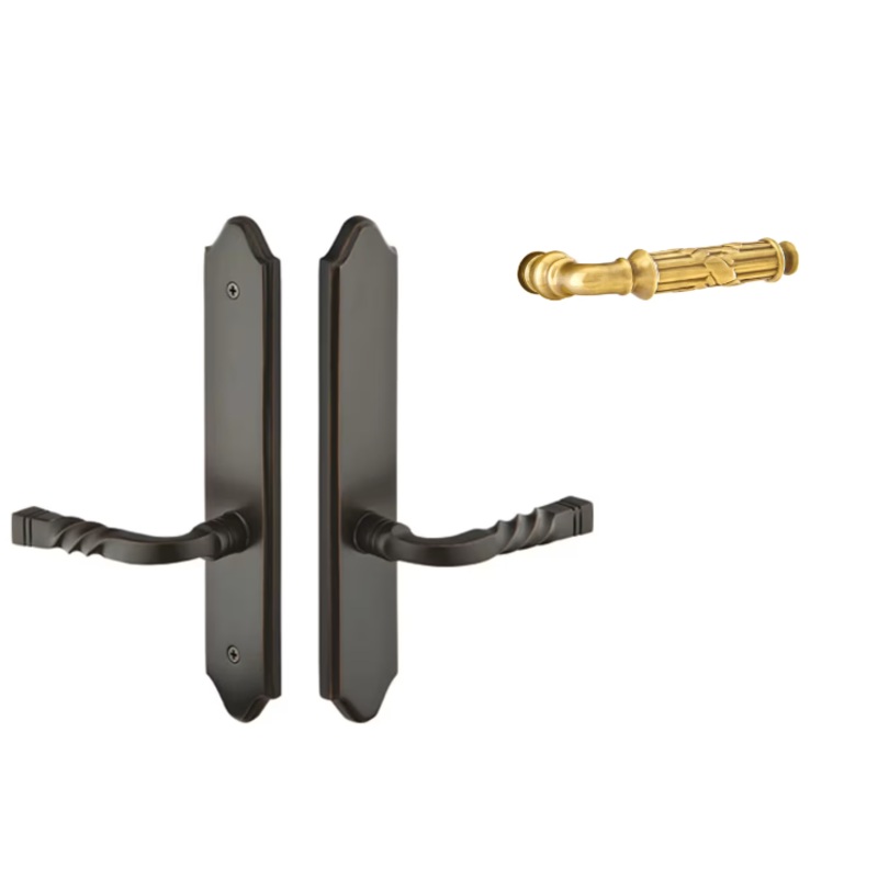 Emtek 1183RBLRH Multi Point C1 , Non-Keyed American T-turn IS , Concord Style , 2 x 10 , Ribbon and Reed Lever , RH