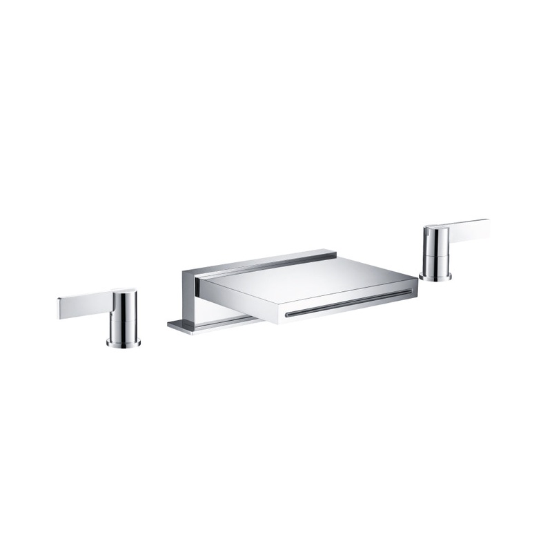 Isenberg 145.2410CFMB 3 Hole Deck Mount Cascade / Sheet Flow Roman Tub Faucet – Matte Black