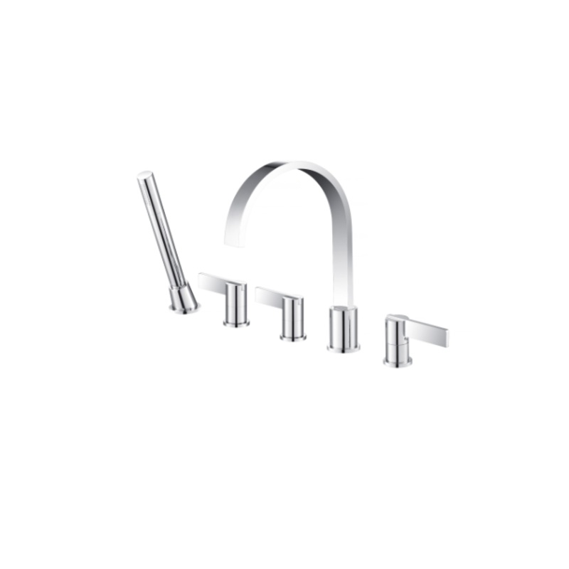 Isenberg 145.2420 Five Hole Deck Mounted Roman Tub Faucet With Hand Shower