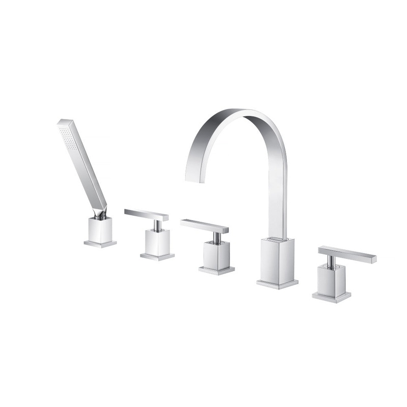 Isenberg 150.2420CP Five Hole Deck Mounted Roman Tub Faucet With Hand Shower – Chrome