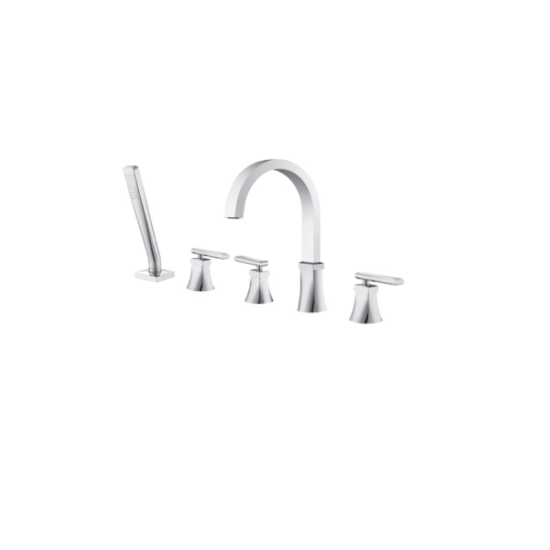 Isenberg 230.2420 Five Hole Deck Mounted Roman Tub Faucet With Hand Shower