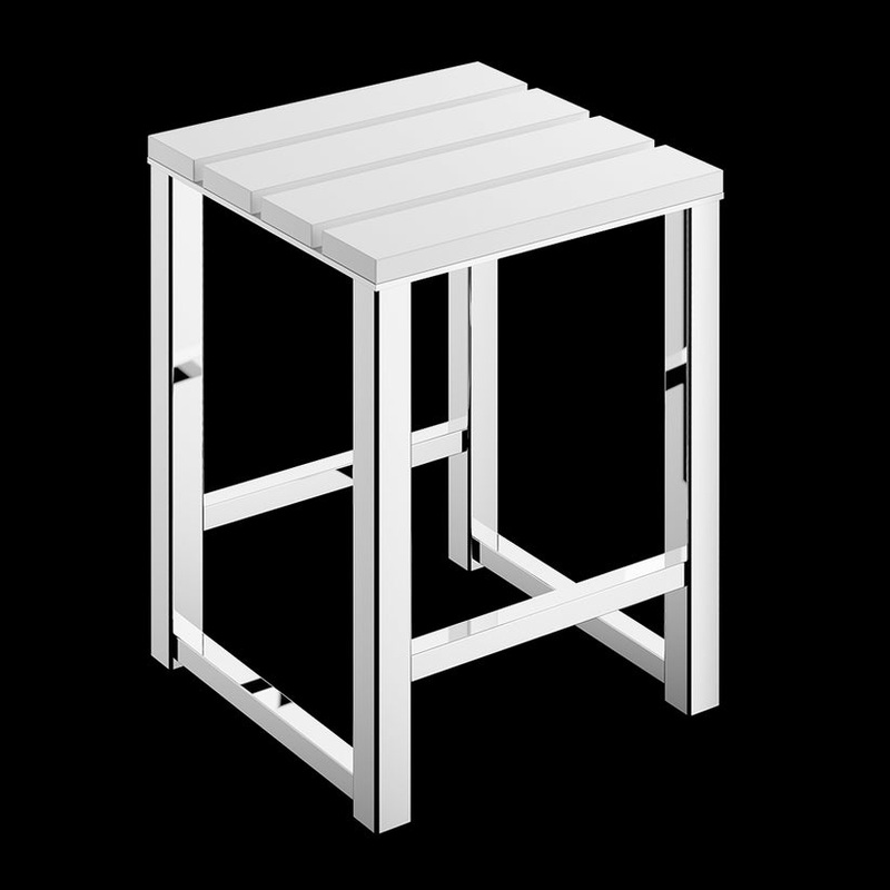 Decor Walther 0503654 DW 68 Stool Polished Stainless Steel / Mineral composite material – White Matte