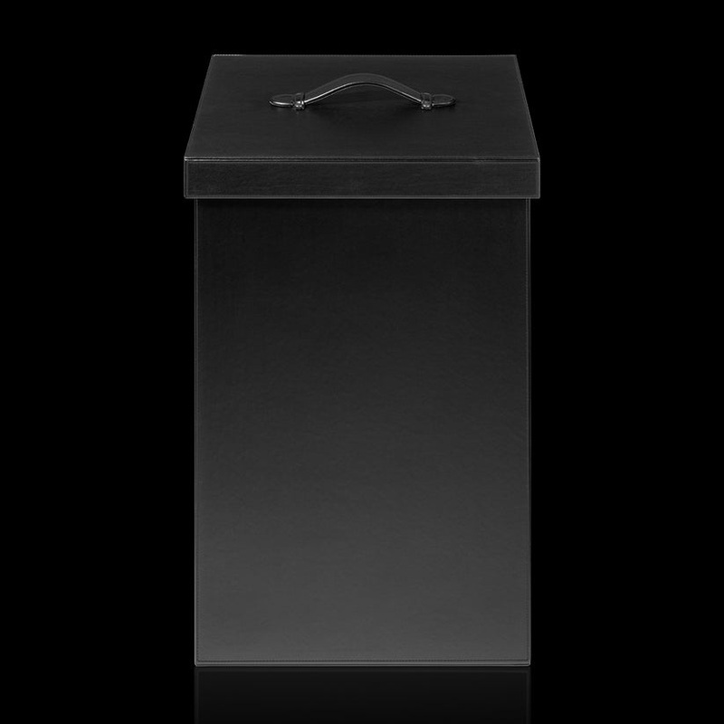 Decor Walther 0924960 DW BROWNIE WB Laundry basket with cover Square – Vegan Leather Black