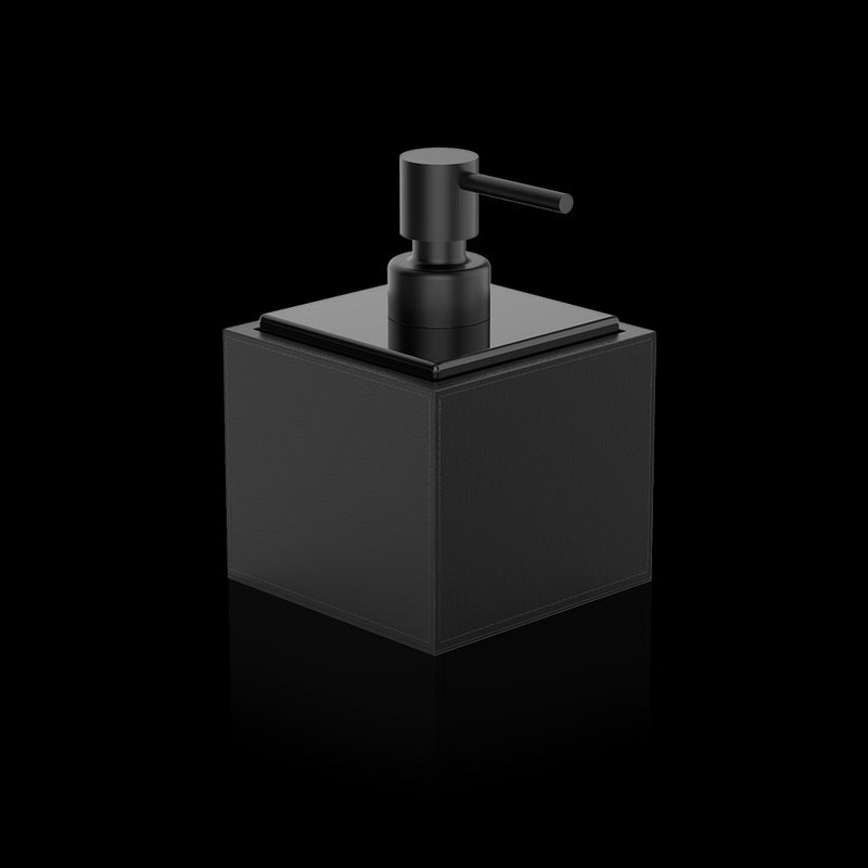 Decor Walther 0937860 DW BROWNIE SSP Soap dispenser – Vegan Leather Black with Porcelain Black and Pump – Black
