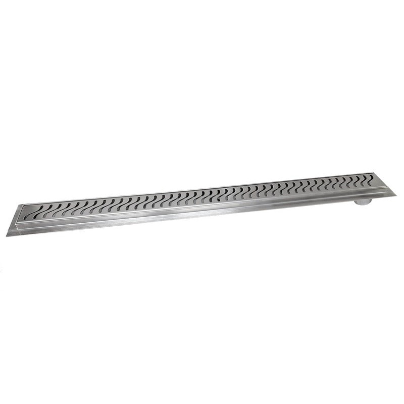 SereneDrains Linear Shower Drain Offset Outlet Ocean Wave