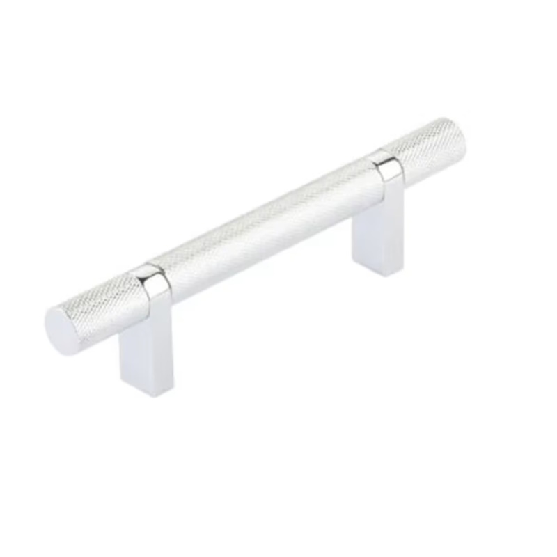 Emtek Select Cabinet Pull C-C , Rectangular Bar Stem , Knurled Bar