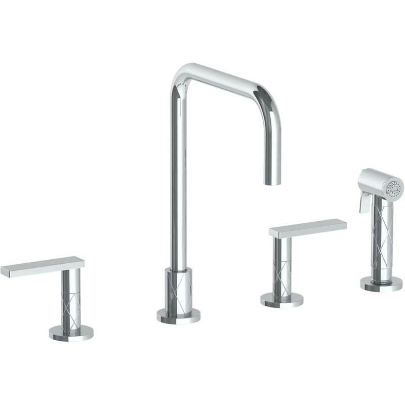 Watermark 71-7.1-LLD4 Lily Deck Mounted 4 Hole Square Top Kitchen Set – Includes Side Spray