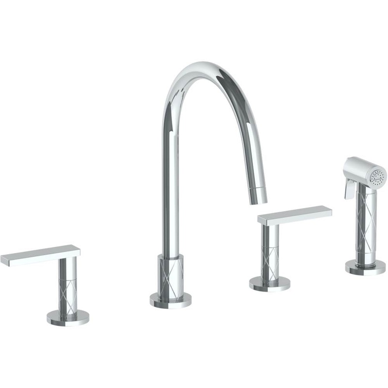 Watermark 71-7.1G-LLD4 Lily Deck Mounted 4 Hole Gooseneck Kitchen Set – Includes Side Spray