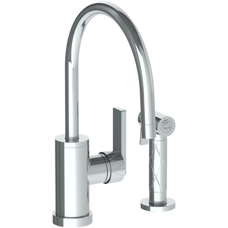 Watermark 71-7.4G-LLD4 Lily Deck Mounted 2 Hole Gooseneck Kitchen Set – Includes Side Spray