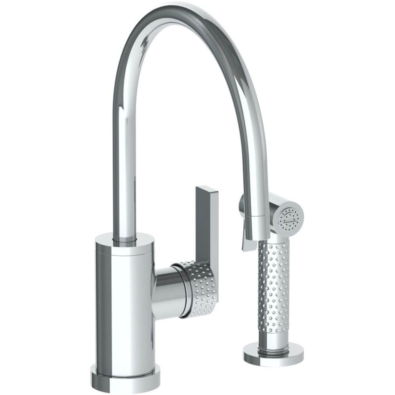 Watermark 71-7.4G-LLP5 Lily Deck Mounted 2 Hole Gooseneck Kitchen Set – Includes Side Spray