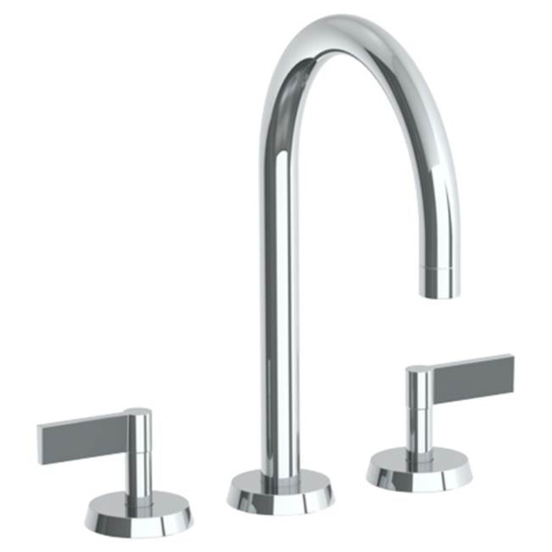 Watermark 37-8-BL2 Blue Deck Mounted 3 Hole Gooseneck Bath Set