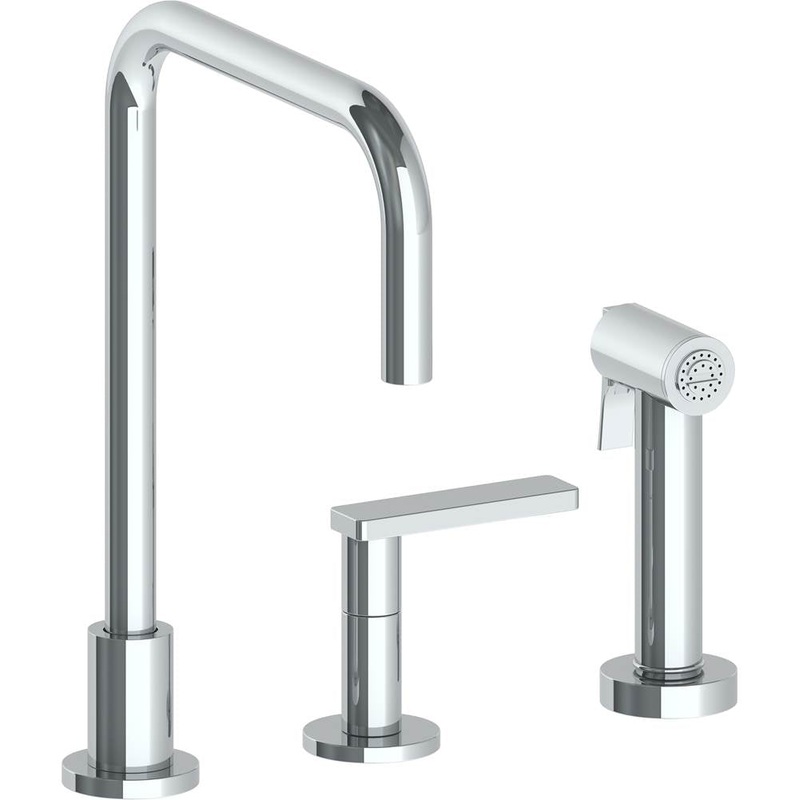 Watermark 70-7.1.3A-RNS4 Rainey Deck Mounted 3 Hole Square Top Kitchen Set – Includes Side Spray