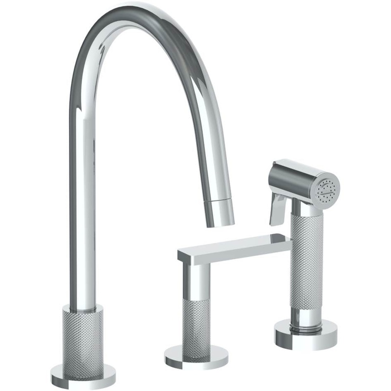 Watermark 70-7.1.3GA-RNK8 Rainey Deck Mounted 3 Hole Gooseneck Kitchen Set – Includes Side Spray