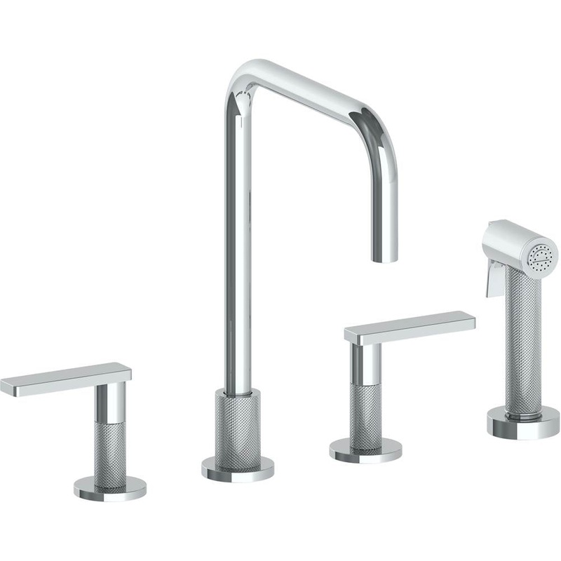 Watermark 70-7.1-RNK8 Rainey Deck Mounted 4 Hole Square Top Kitchen Set – Includes Side Spray