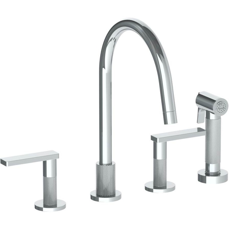 Watermark 70-7.1G-RNK8 Rainey Deck Mounted 4 Hole Gooseneck Kitchen Set – Includes Side Spray