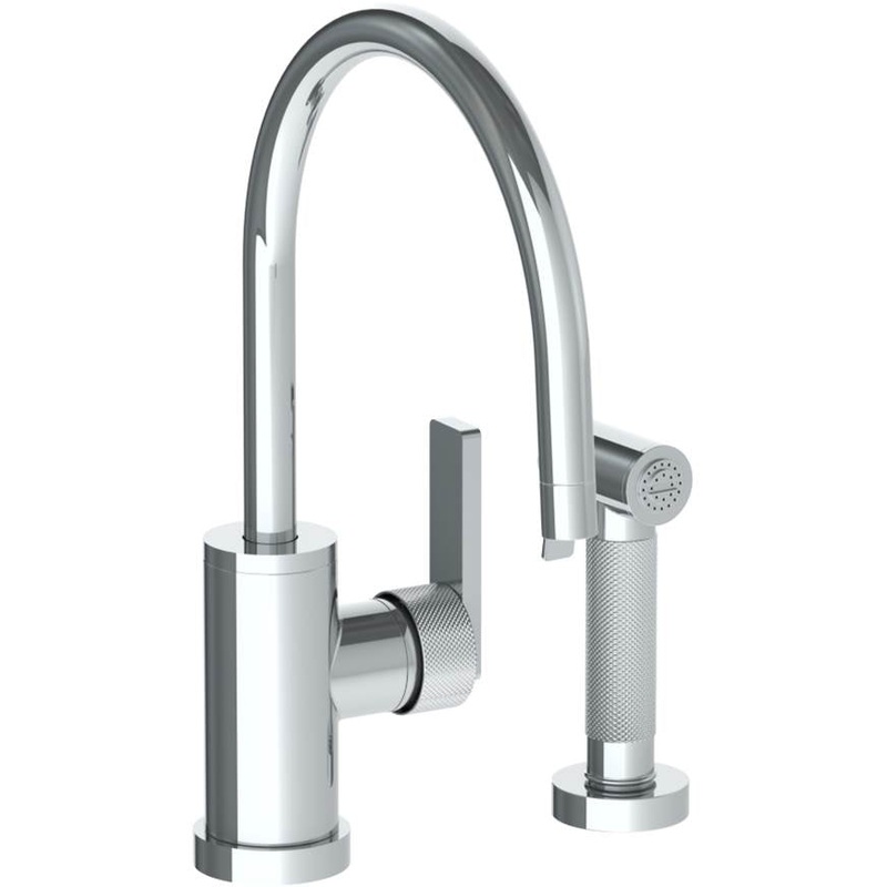 Watermark 70-7.4G-RNK8 Rainey Deck Mounted 2 Hole Gooseneck Kitchen Set – Includes Side Spray