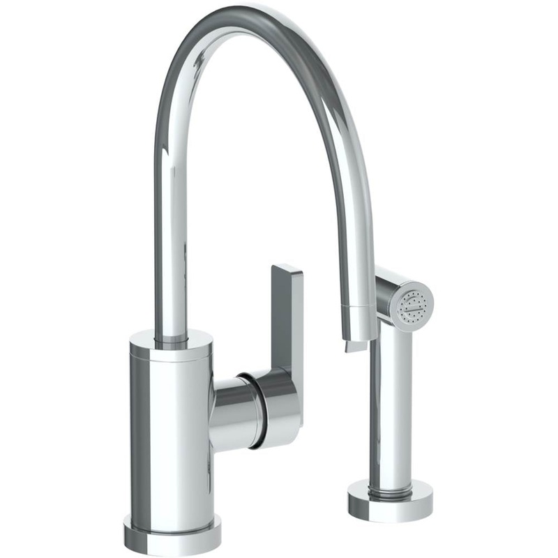 Watermark 70-7.4G-RNS4 Rainey Deck Mounted 2 Hole Gooseneck Kitchen Set – Includes Side Spray
