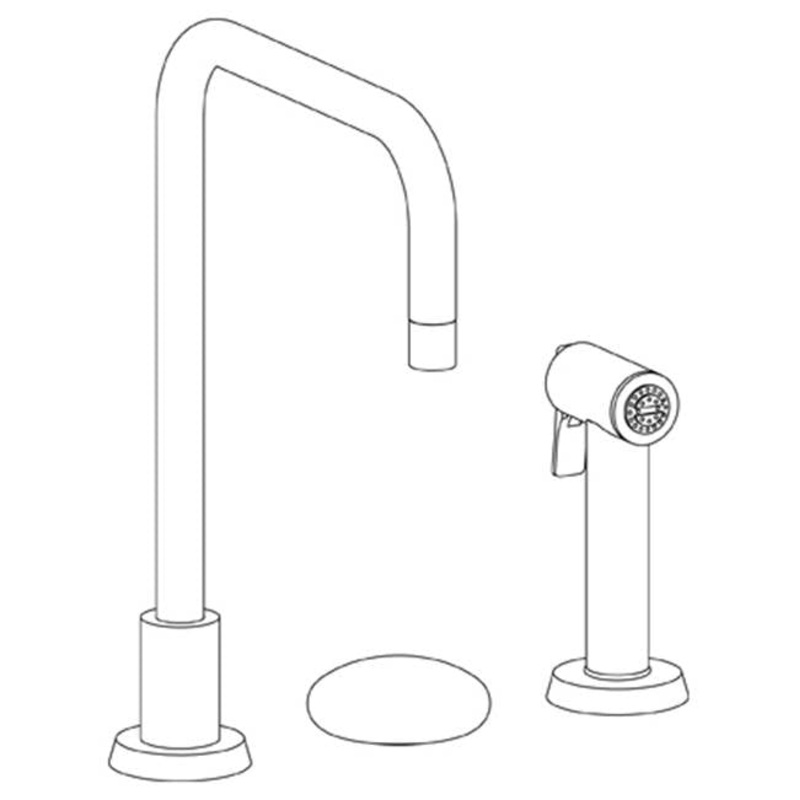 Watermark 36-7.1.3A-HL Zen Deck Mounted 3 Hole Square Top Kitchen Set – Includes Side Spray