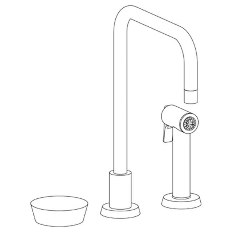 Watermark 36-7.1.3A-IW Zen Deck Mounted 3 Hole Square Top Kitchen Set – Includes Side Spray