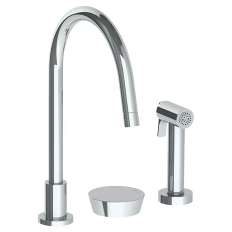 Watermark 36-7.1.3GA-BL1 Zen Deck Mounted 3 Hole Gooseneck Kitchen Set – Includes Side Spray