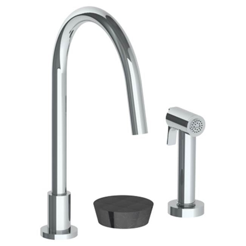 Watermark 36-7.1.3GA-NM Zen Deck Mounted 3 Hole Gooseneck Kitchen Set – Includes Side Spray