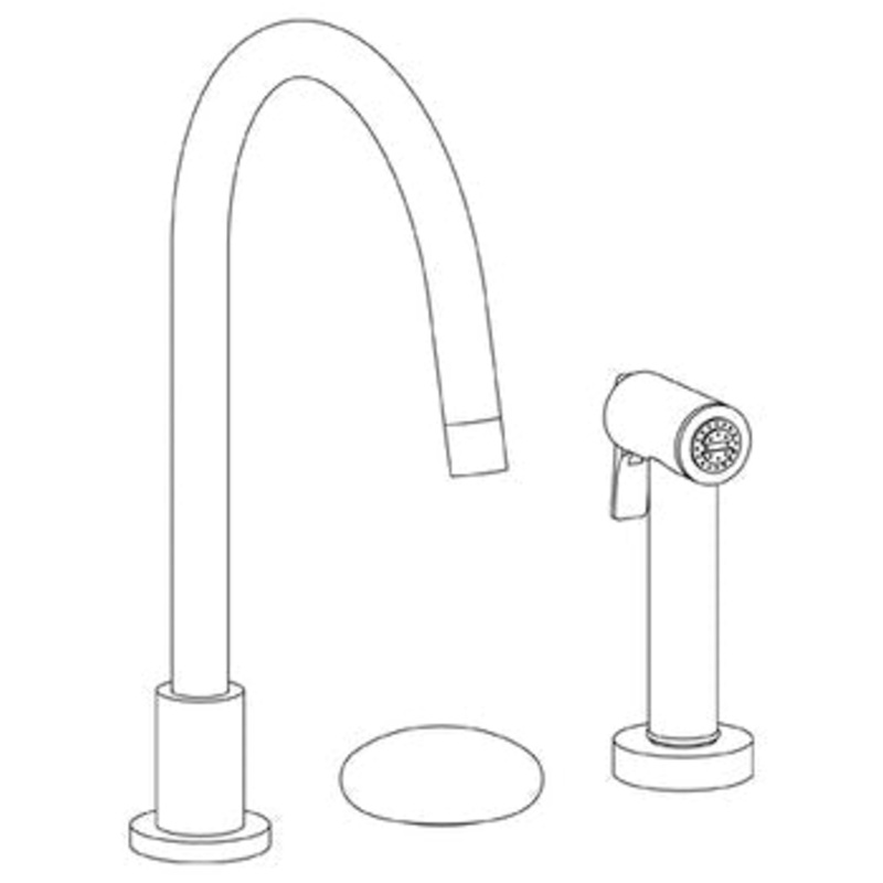 Watermark 36-7.1.3GA-WM Zen Deck Mounted 3 Hole Gooseneck Kitchen Set – Includes Side Spray