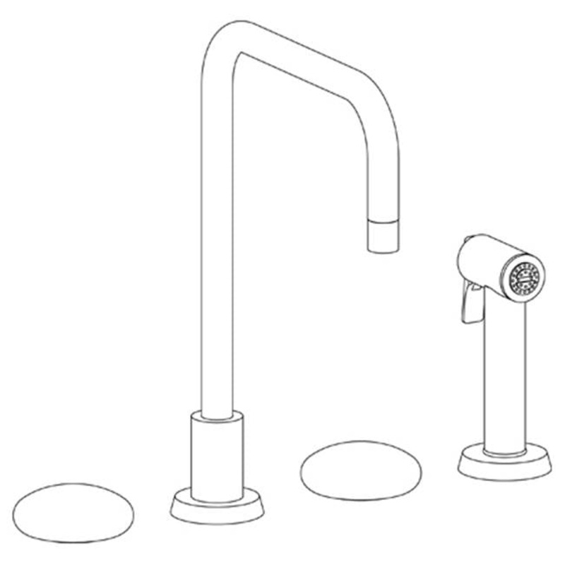Watermark 36-7.1-HL Zen Deck Mounted 4 Hole Square Top Kitchen Set – Includes Side Spray