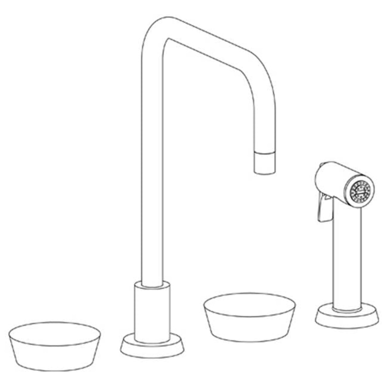 Watermark 36-7.1-IW Zen Deck Mounted 4 Hole Square Top Kitchen Set – Includes Side Spray
