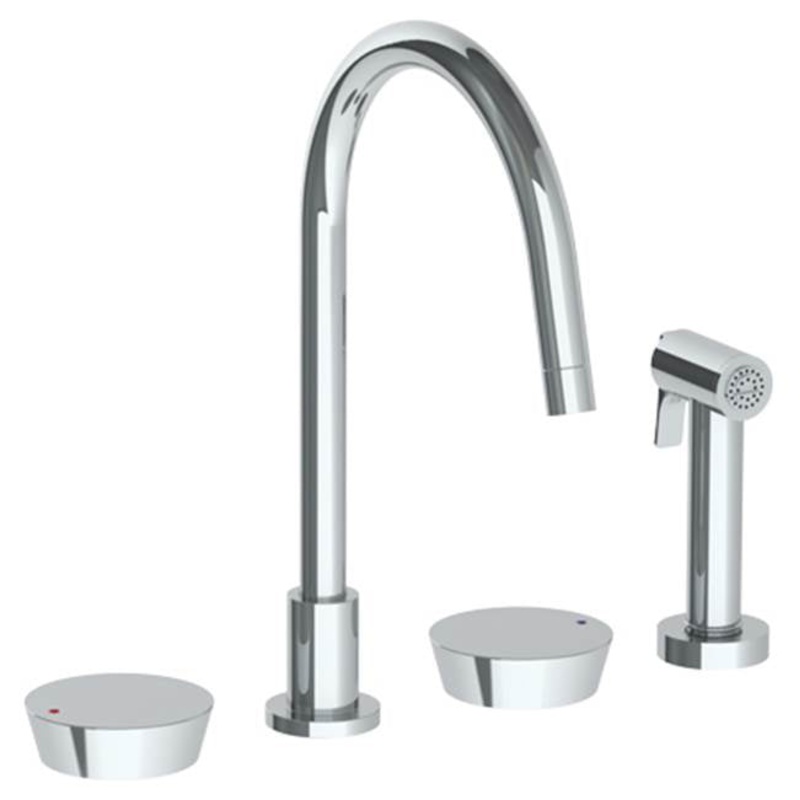 Watermark 36-7.1G-BL1 Zen Deck Mounted 4 Hole Gooseneck Kitchen Set – Includes Side Spray