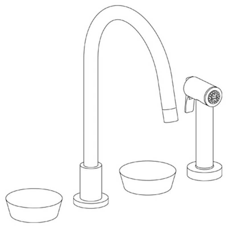 Watermark 36-7.1G-CM Zen Deck Mounted 4 Hole Gooseneck Kitchen Set – Includes Side Spray