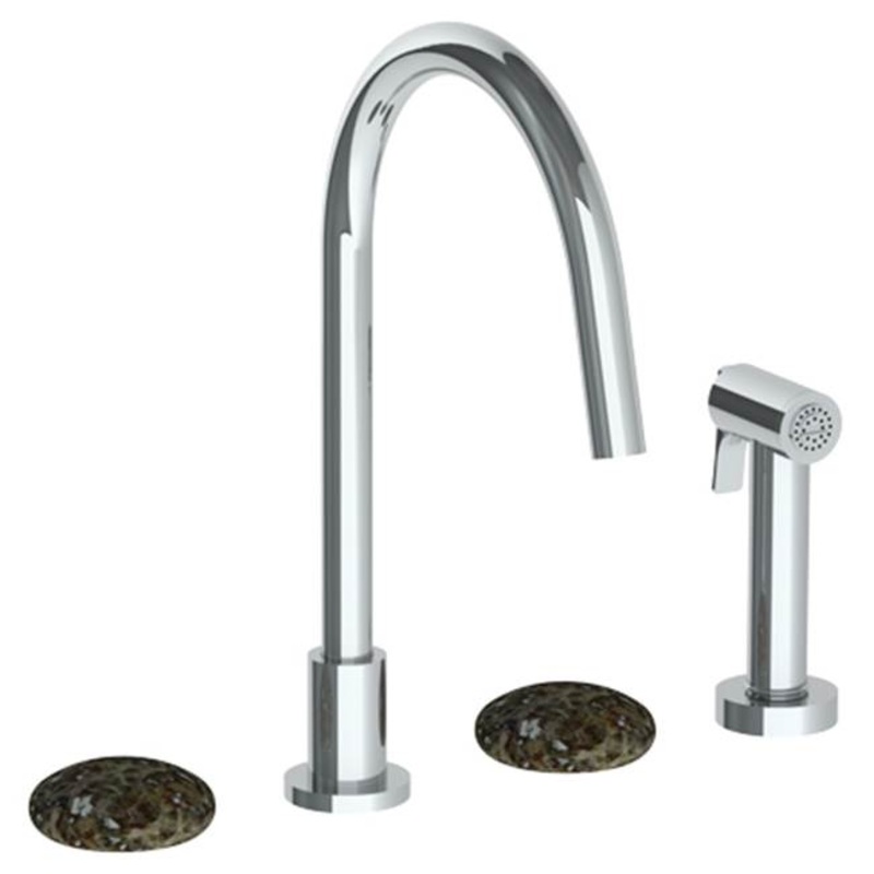 Watermark 36-7.1G-MM Zen Deck Mounted 4 Hole Gooseneck Kitchen Set – Includes Side Spray