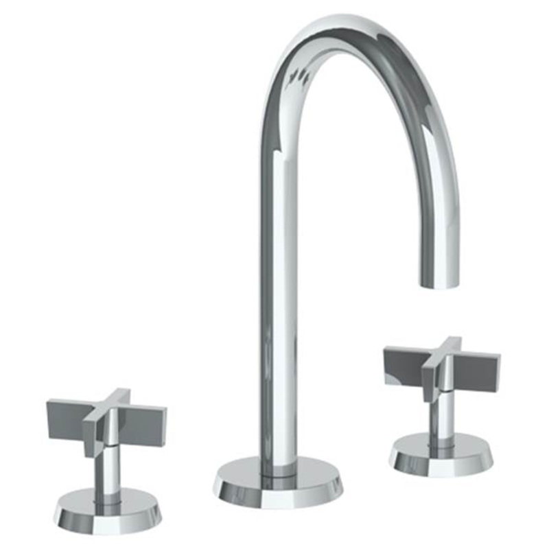 Watermark 37-2-BL3 Blue Deck Mounted 3 Hole Gooseneck Square Lavatory Set