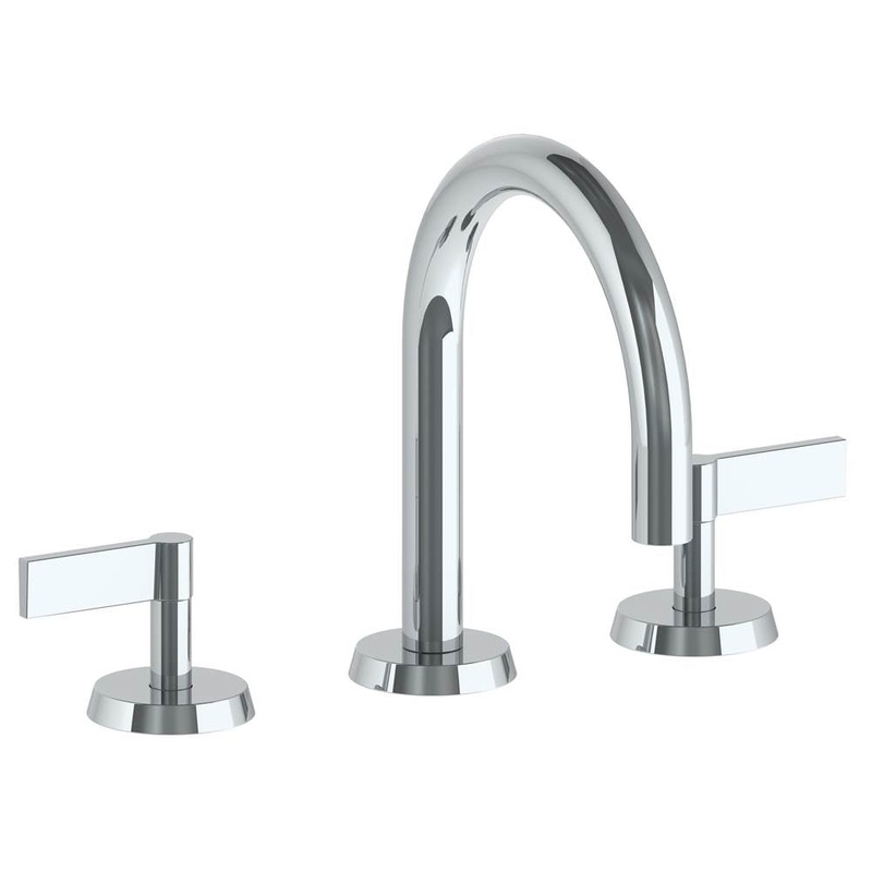 Watermark 37-2S-BL2 Blue Deck Mounted 3 Hole Gooseneck Lavatory Set With Short Spout