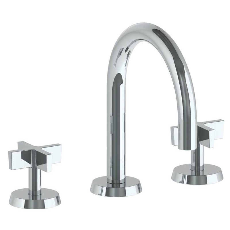Watermark 37-2S-BL3 Blue Deck Mounted 3 Hole Gooseneck Lavatory Set With Short Spout