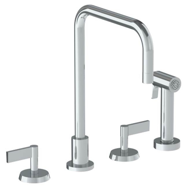 Watermark 37-7.1-BL2 Blue Deck Mounted 4 Hole Square Top Kitchen Set – Includes Side Spray