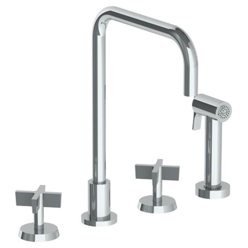 Watermark 37-7.1-BL3 Blue Deck Mounted 4 Hole Square Top Kitchen Set – Includes Side Spray