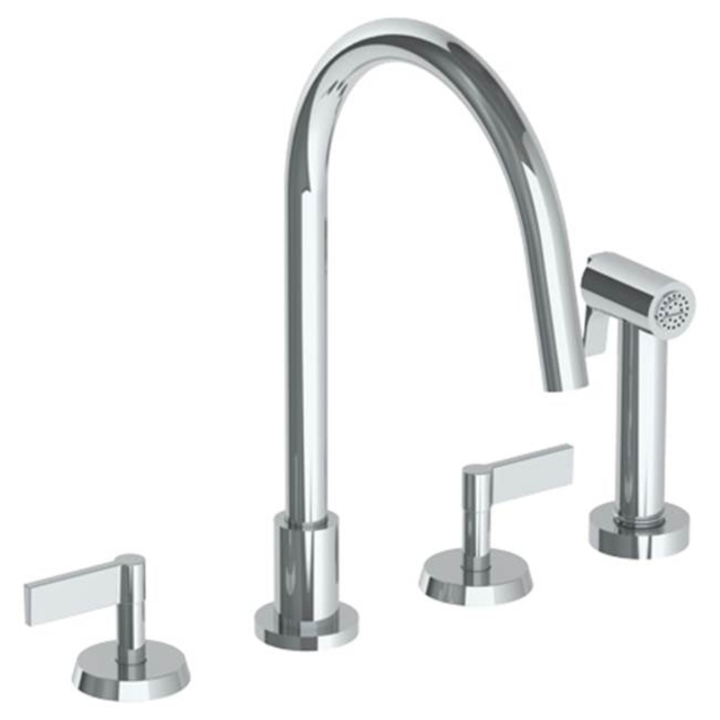 Watermark 37-7.1G-BL2 Blue Deck Mounted 4 Hole Gooseneck Kitchen Set – Includes Side Spray
