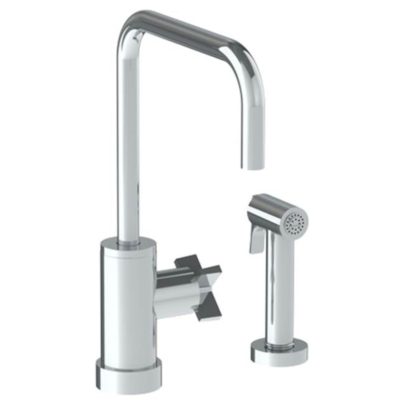 Watermark 37-7.4-BL3 Blue Deck Mounted 2 Hole Square Top Kitchen Set – Includes Side Spray